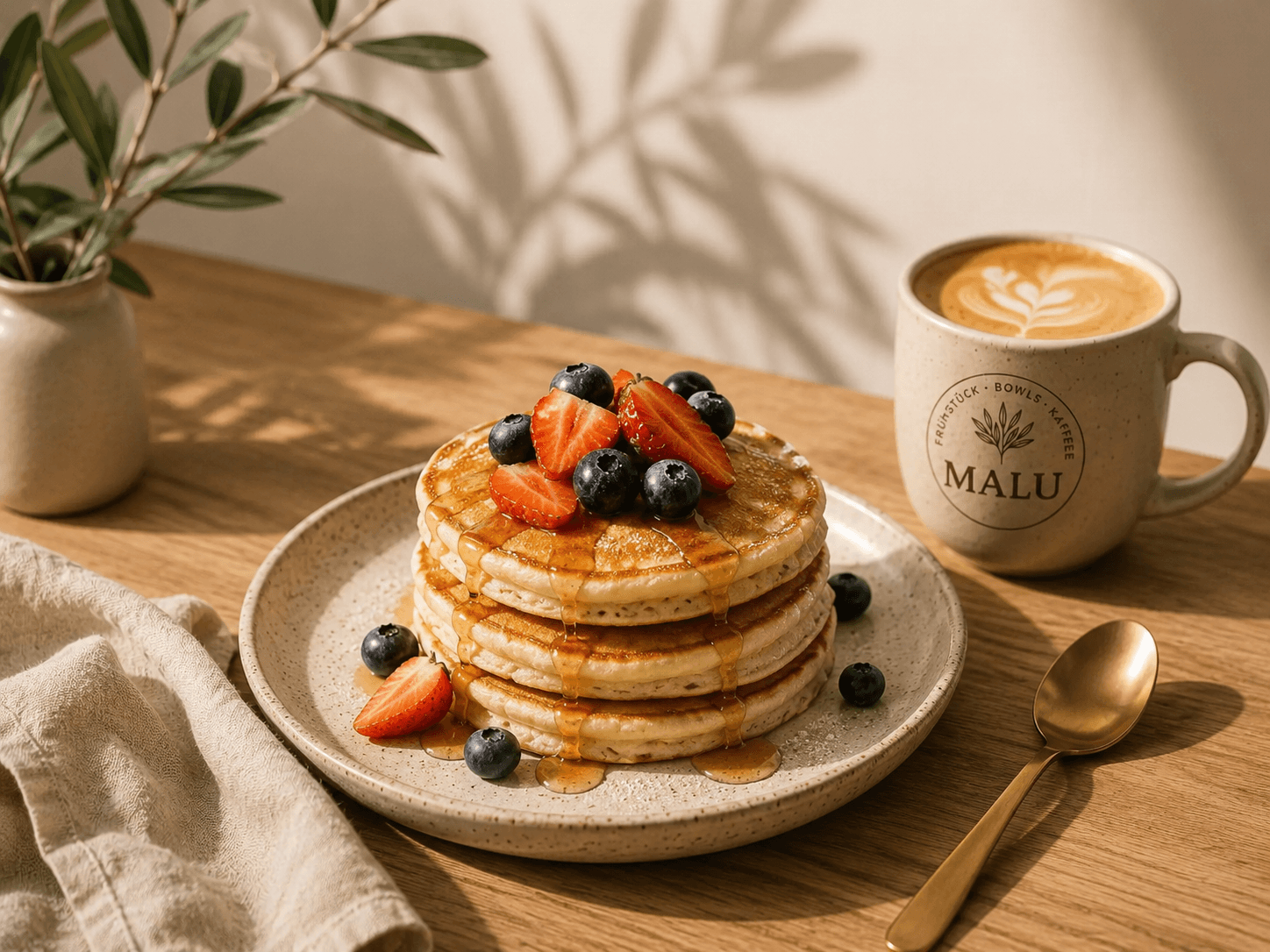 MALU Berlin – Frische Bowl mit Granola, Beeren und Latte Art